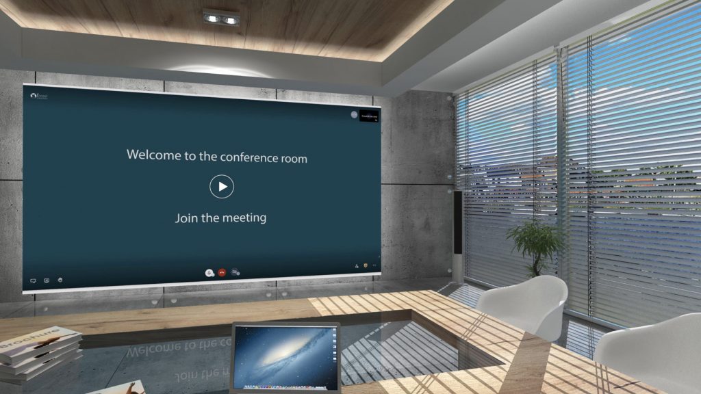 What functionalities does a virtual conference room provide?