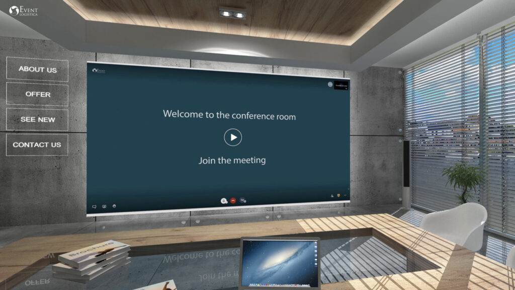 Virtual conference room, use new technologies for training, video calls and online workshops
